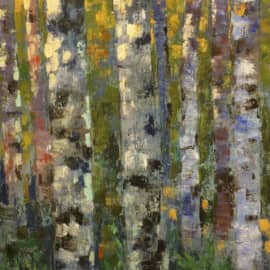 Березовый мотив. Этюд на картоне.