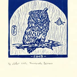 Эстамп Сова размер 12 х 12 