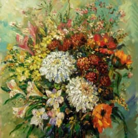 Цветы и хризантемы.