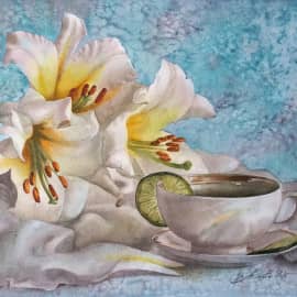 "Натюрморт с белыми лилиями"