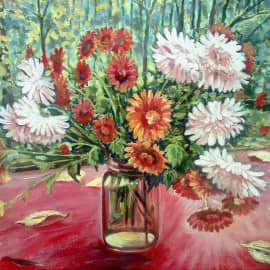 Хризантемы.этюд. акрил