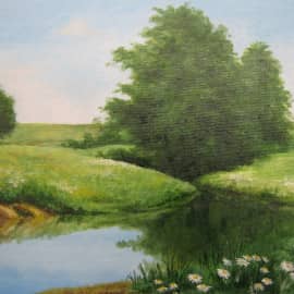 Ромашки на берегу.