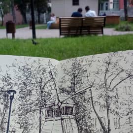 Скетч (бумага, линеры)