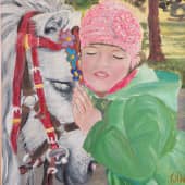 Картина "Девочка и лошадка по прозвищу Белочка".