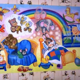 Детский сад .Спальная комната.Настенная роспись.