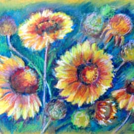 Летние солнышки. масляная пастель