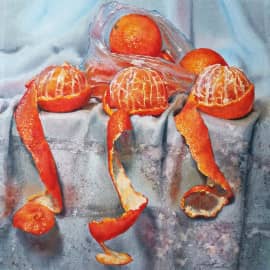 акварель "Любовь к трем мандаринам"