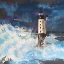 Маяк, бушующее море