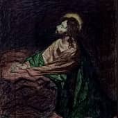 "Иисус молится". Моя копия известной картины.