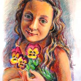 Анютка.Портрет на заказ.Масляная пастель
