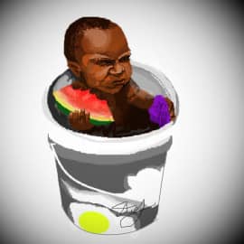 В ведре на самом дне