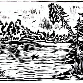 Эстамп  Клёвое место размер  23 х 34 