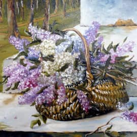 Парк. Сирень в корзине