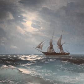 Бриг Меркурий в лунную ночь