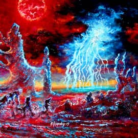 Гроза на планете двойного красного солнца.