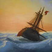 Корабль на закате (2), художник Константин