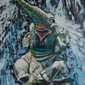 Картина маслом "Слоник-весельчак" (1), художник Таслима Лаптева