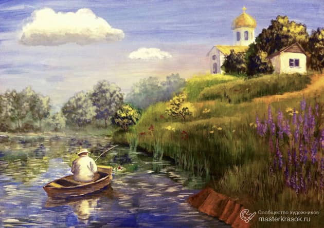 Пейзаж  с лодкой