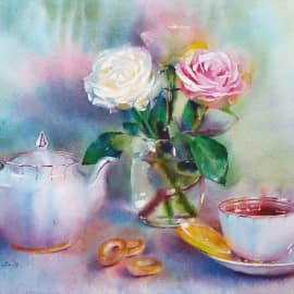 акварель "Утренний сюрприз"