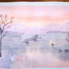 Японский берег акварелью - 30.07.18