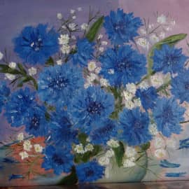 Васильки в белом