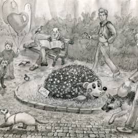 Гуляет девочка с хорьком, рис.1