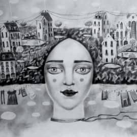 Мой маленький город из детства(эскиз к картине)