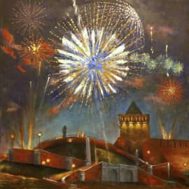 Салют над Чкаловской лестницей в Нижнем Новгороде