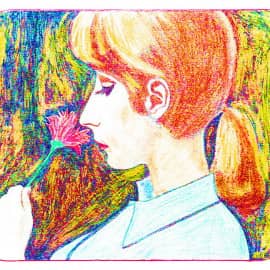 "С цветком", автопортрет