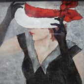 Девушка в шляпе с красным бантом