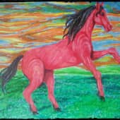 Красный конь на рассвет