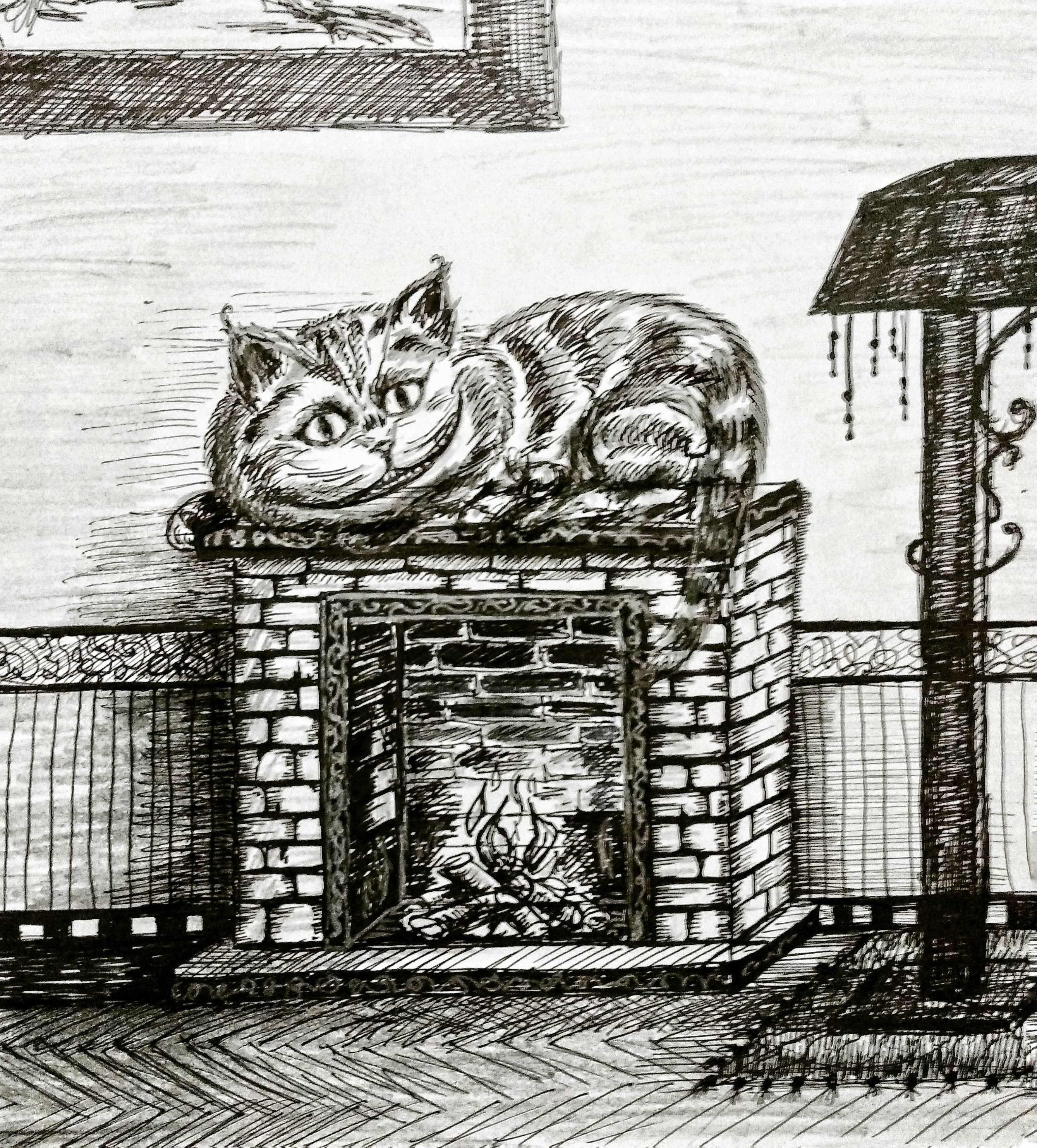 Чеширский кот на камине