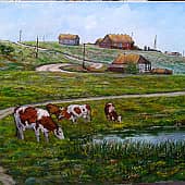 Пленэр, но дописывала уже дома по памяти "Хутор Стасов" Астраханская обл.