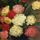 Розы и георгины. Этюд