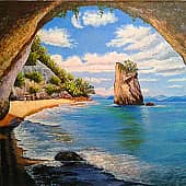 "Вид на море из пещеры"