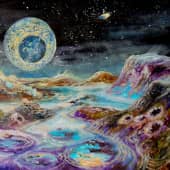 Солнечное затмение на Хароне,взгляд с Плутона.