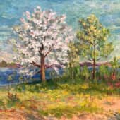 Весна. Старая яблоня у реки