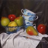Натюрморт с голубыми чашками
