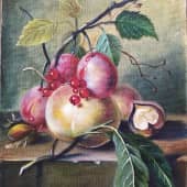 Натюрморт с персиком и сливами
