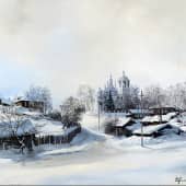 ЗИМА, ВИД НА УСПЕНСКУЮ ЦЕРКОВЬ