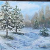 Зимний пейзаж. Сосны. Картина с зимнего пленэра ZhNataly