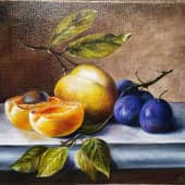 Натюрморт с персиками и сливами