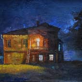 " У старого дома      Луна зацепилась за ветки.       Загадочный сон"