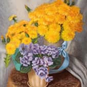 Одуванчики и фиалка.