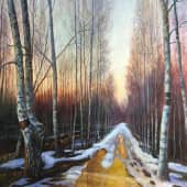 В тёмных оврагах  Догорают угли заката... Вечер апреля.