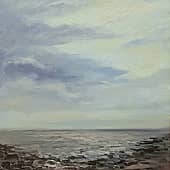 Морской пейзаж в серебристых тонах. Пленэрная живопись ZhNataly. Чёрная краска тииндиго усв