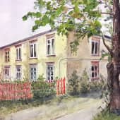 Дом с красным забором