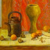 Натюрморт с китайским чайником и мандаринами