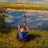 В память о моём супруге. Был рыбак и охотник.Картина 19ого года, пыталась пленэрить