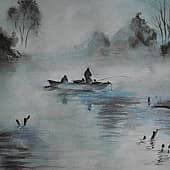 На рыбалке.